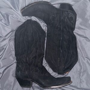 DAN POST - Mens Size 7.5 Black Suede Lana Western Boot